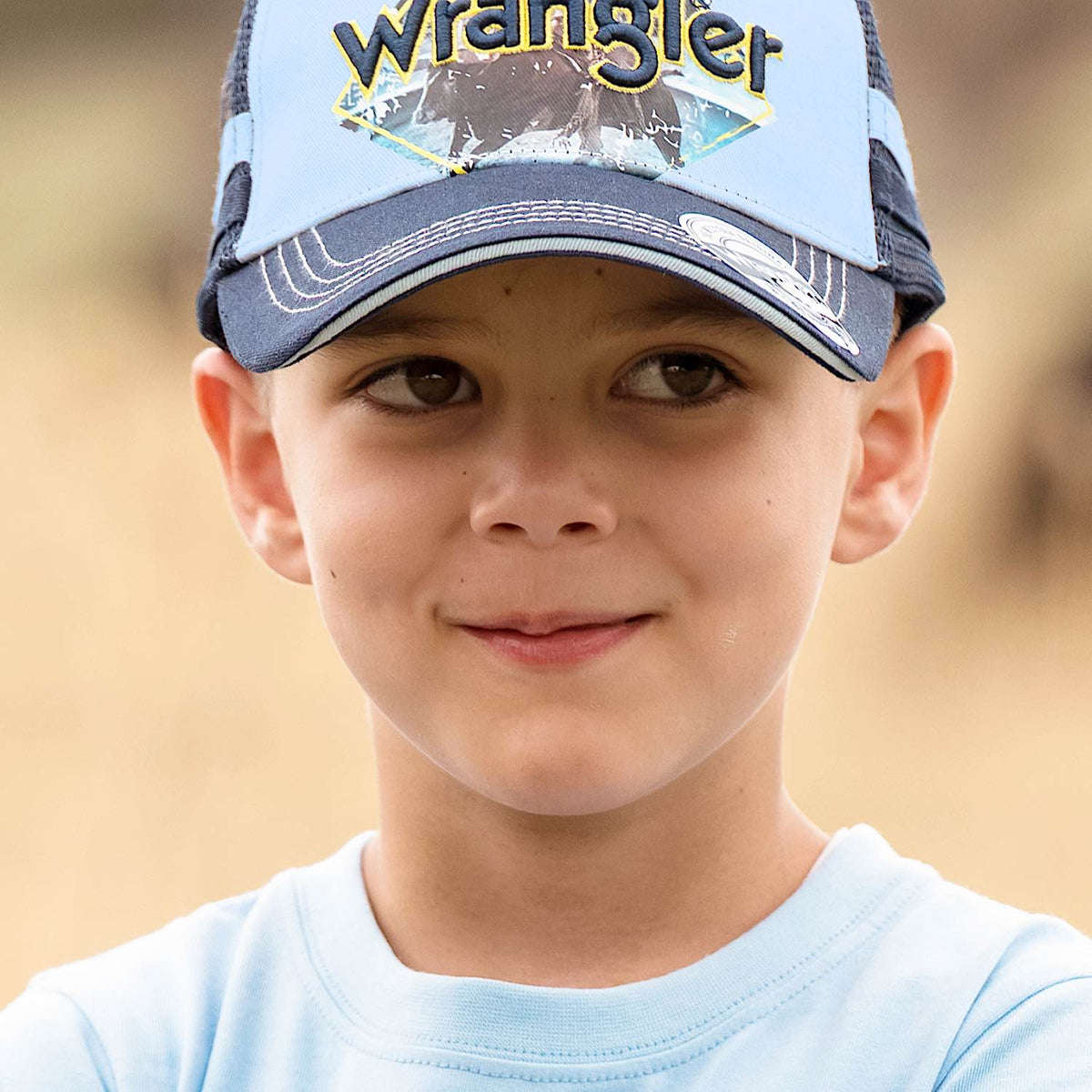 Wrangler Kid's Bruno Trucker Cap - Light Blue / Navy