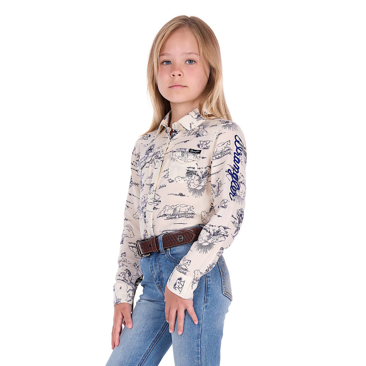 Wrangler Girl's Ivory Logo Shirt - Cream