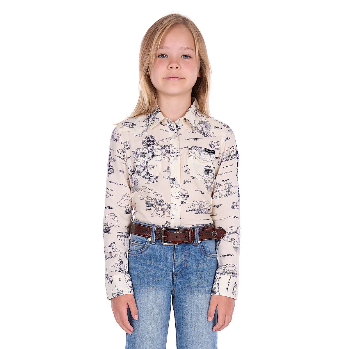 Wrangler Girl's Ivory Logo Shirt - Cream