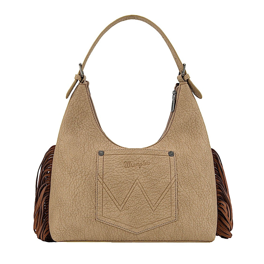 Wrangler Women's Tooled Fringe Shoulder Bag - Camel/Tan