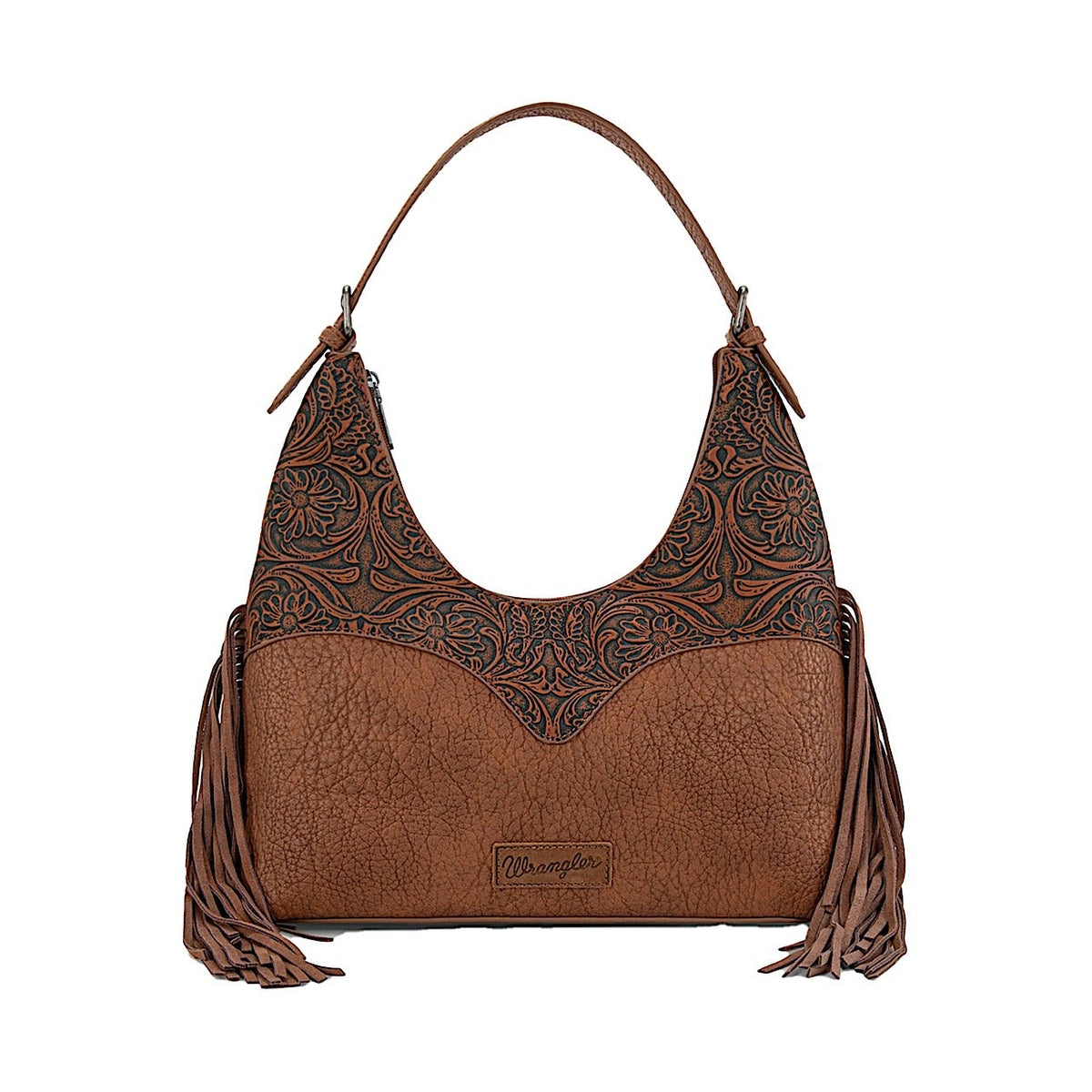 Wrangler Women's Tooled Fringe Shoulder Bag - Tan