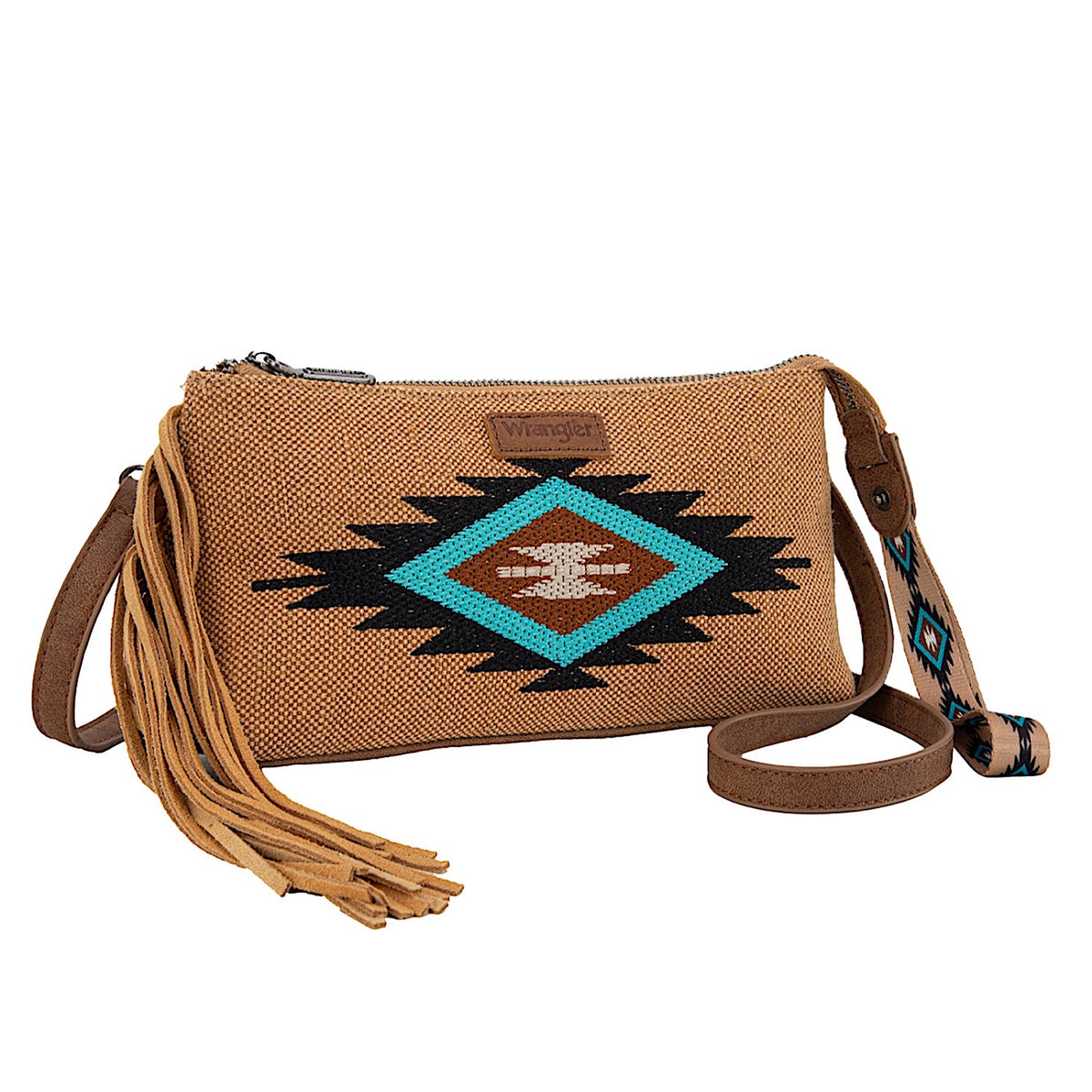 Wrangler Women's Embroidered Aztec Fringe Wrist - Tan