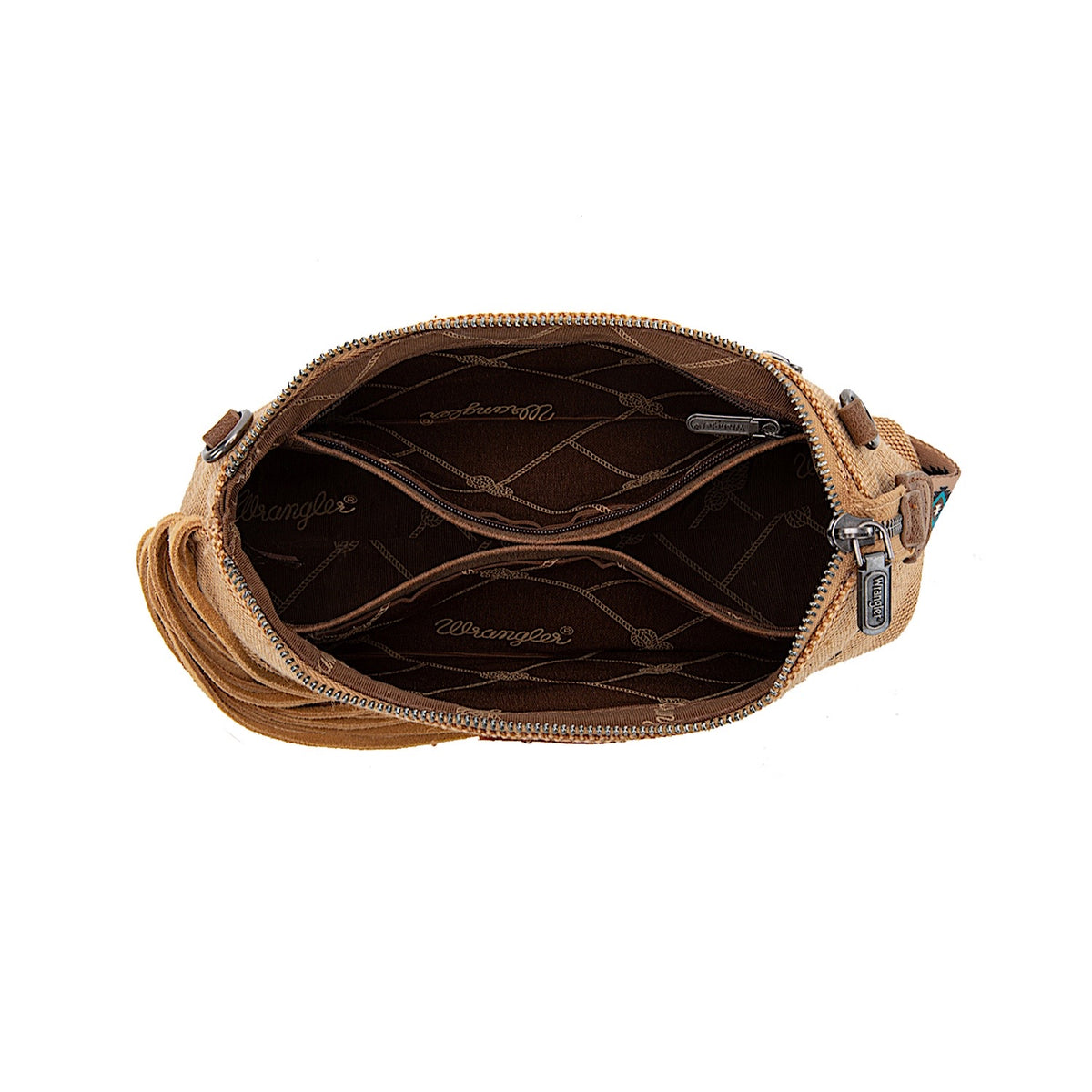 Wrangler Women's Embroidered Aztec Fringe Wrist - Tan