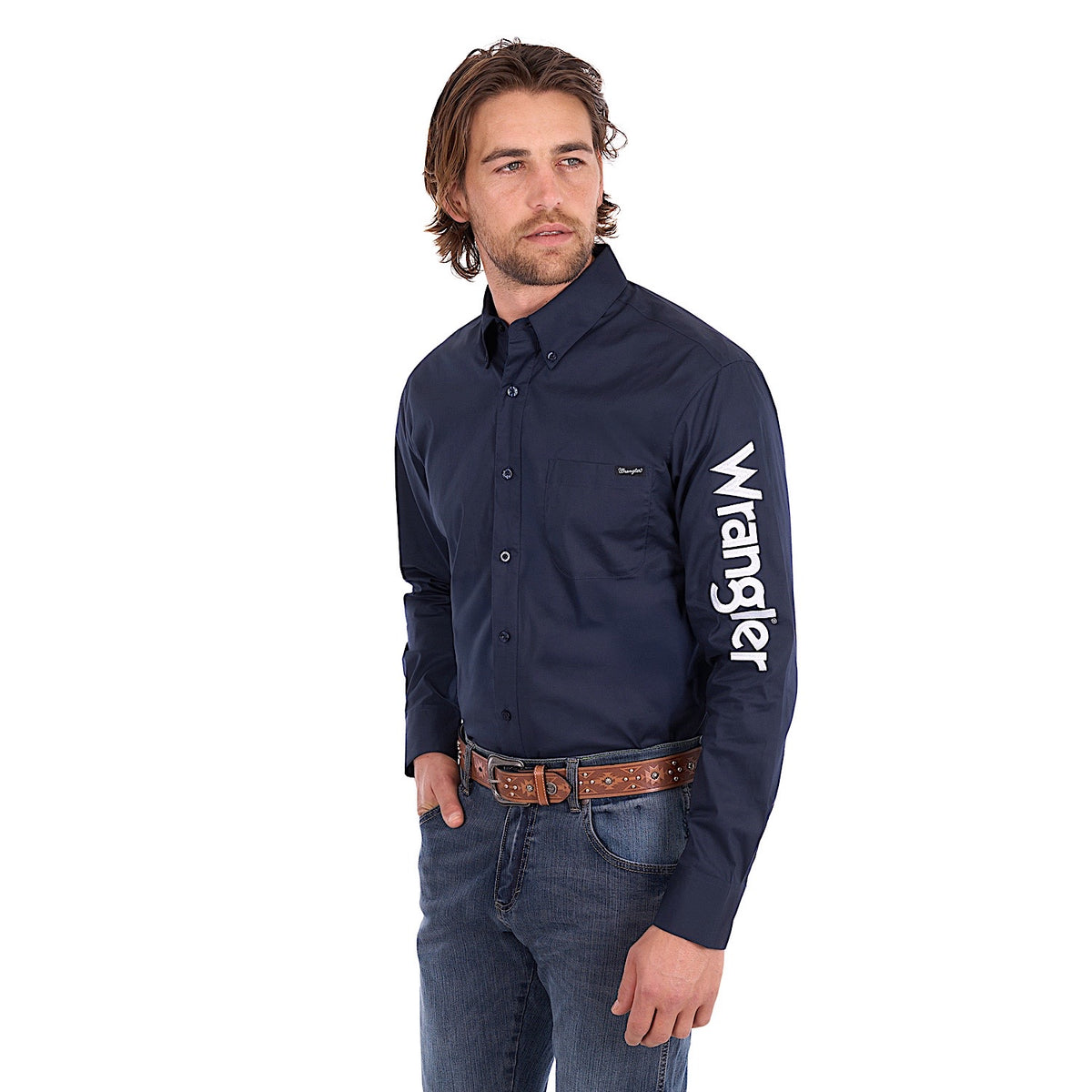 Wrangler Men's Flex Logo Shirt - Navy