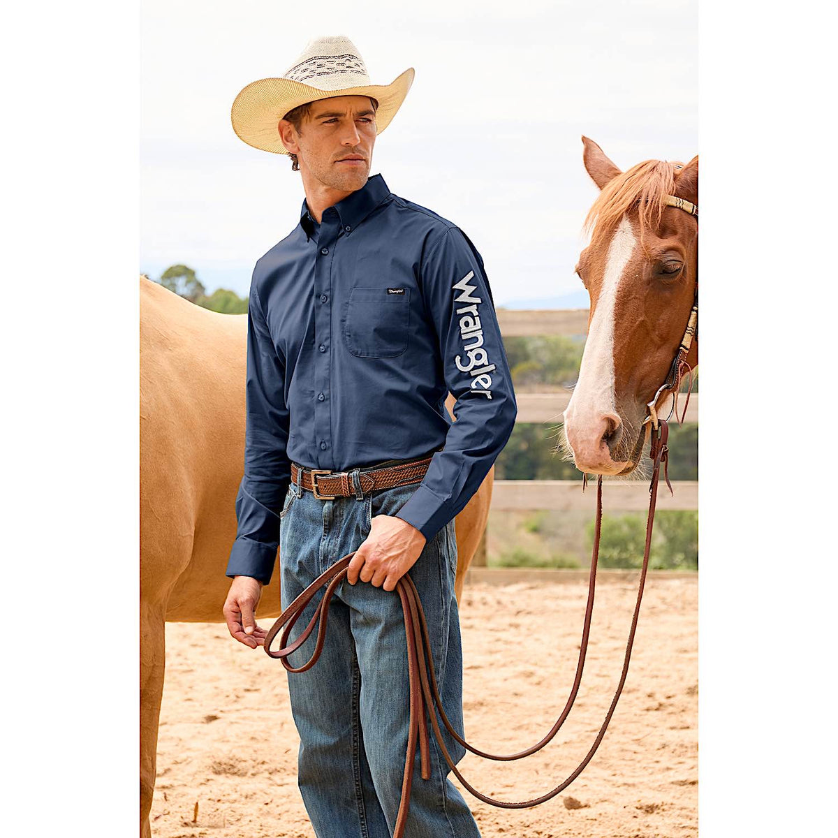 Wrangler Men's Flex Logo Shirt - Navy