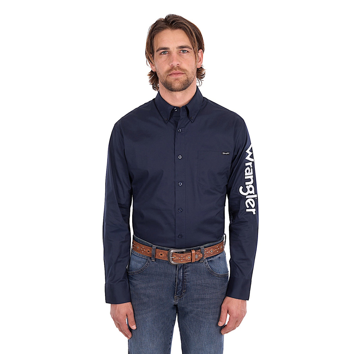 Wrangler Men's Flex Logo Shirt - Navy