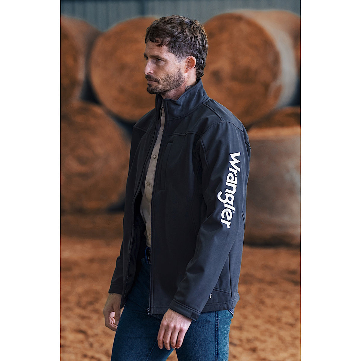 Wrangler Men's Logo Softshell Jacket - Charcoal