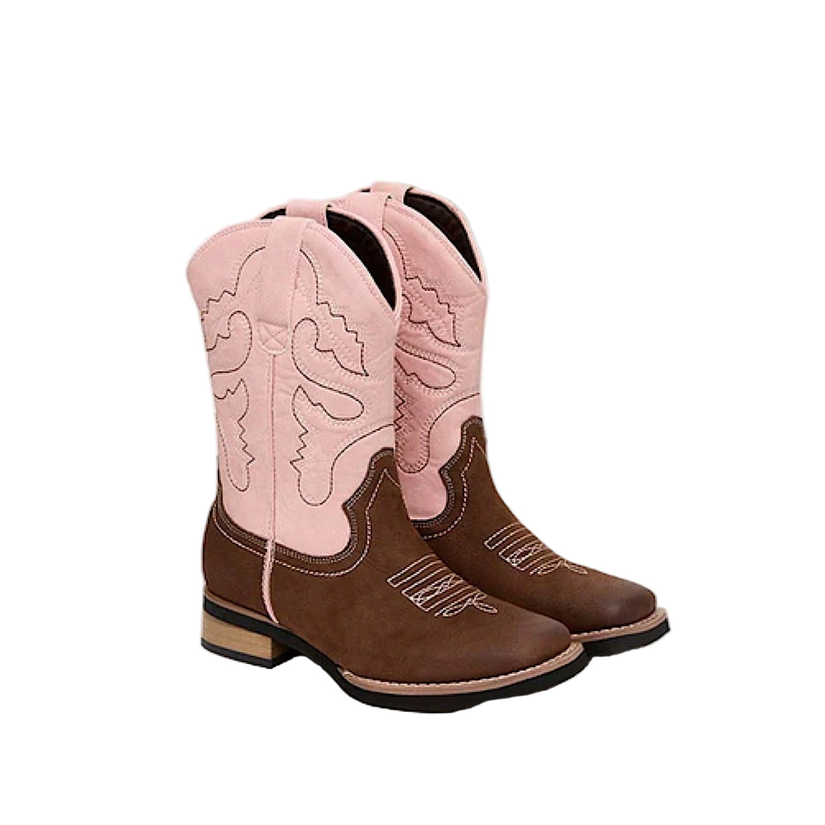 Baxter Youth Western Boots - Light Pink / Brown