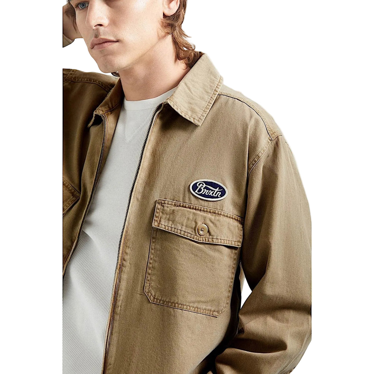 Brixton Men’s Trademark Lightweight Garage Jacket - Washed Khaki