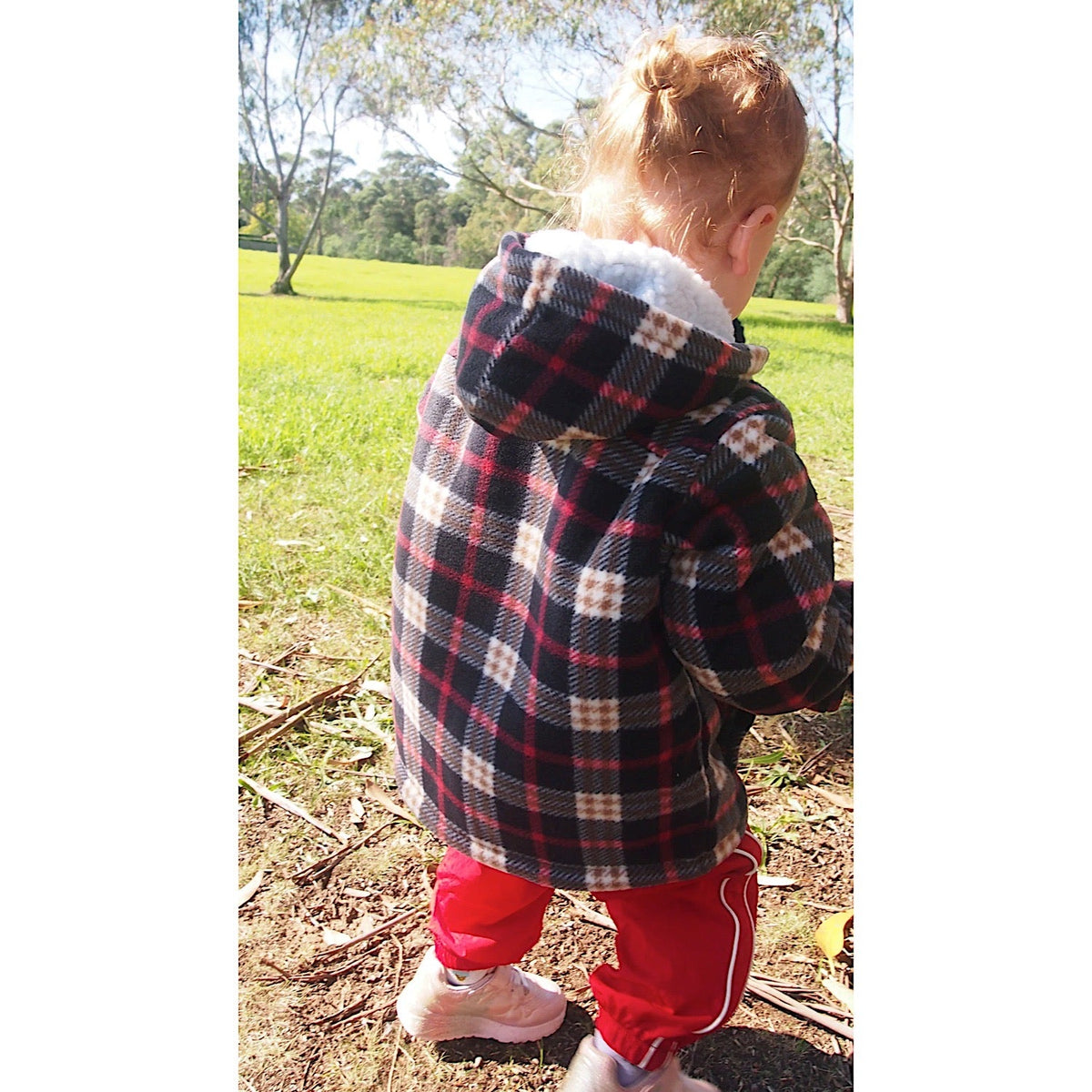 Adventureline Kid’s Sherpa Hoodie - Navy Auburn Check