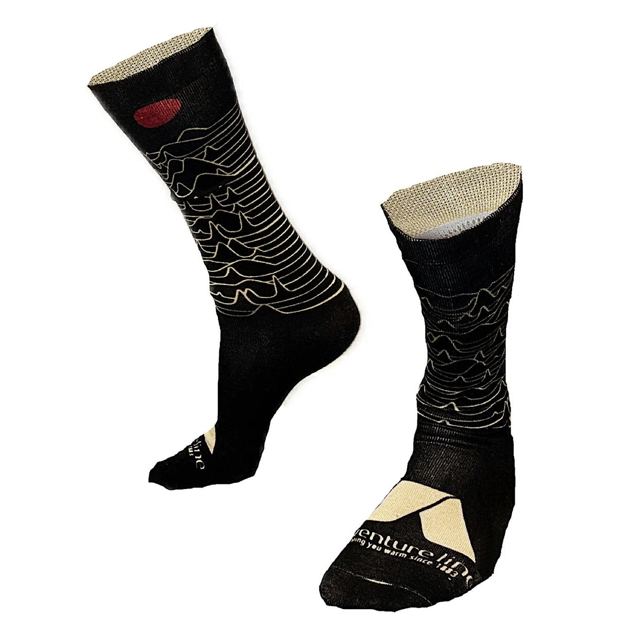 Adventureline Unisex Simple Mountain Sock - Black
