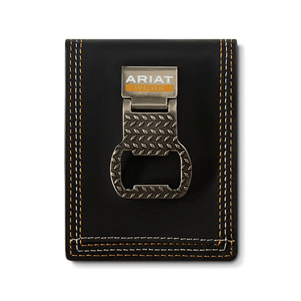 Ariat Bi-Fold Bottle Opener Money Clip Work Wallet - Black