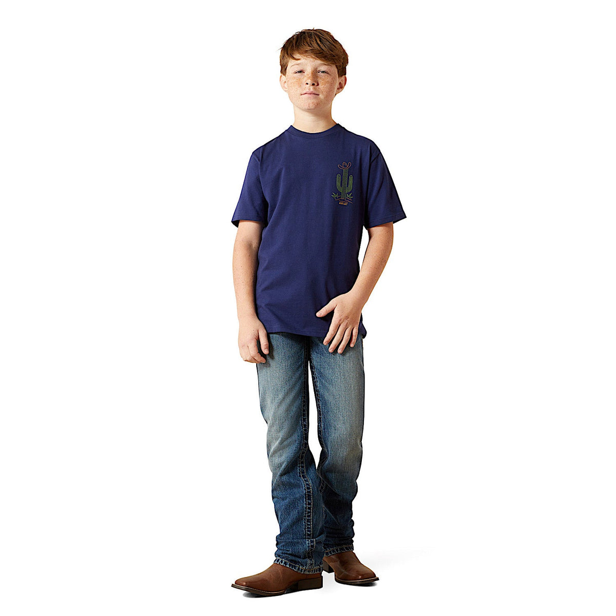 Ariat Boy’s Neon Cactus T-Shirt - Medieval Blue