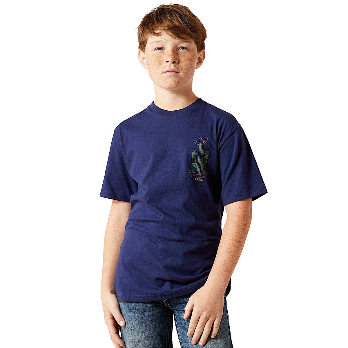 Ariat Boy’s Neon Cactus T-Shirt - Medieval Blue