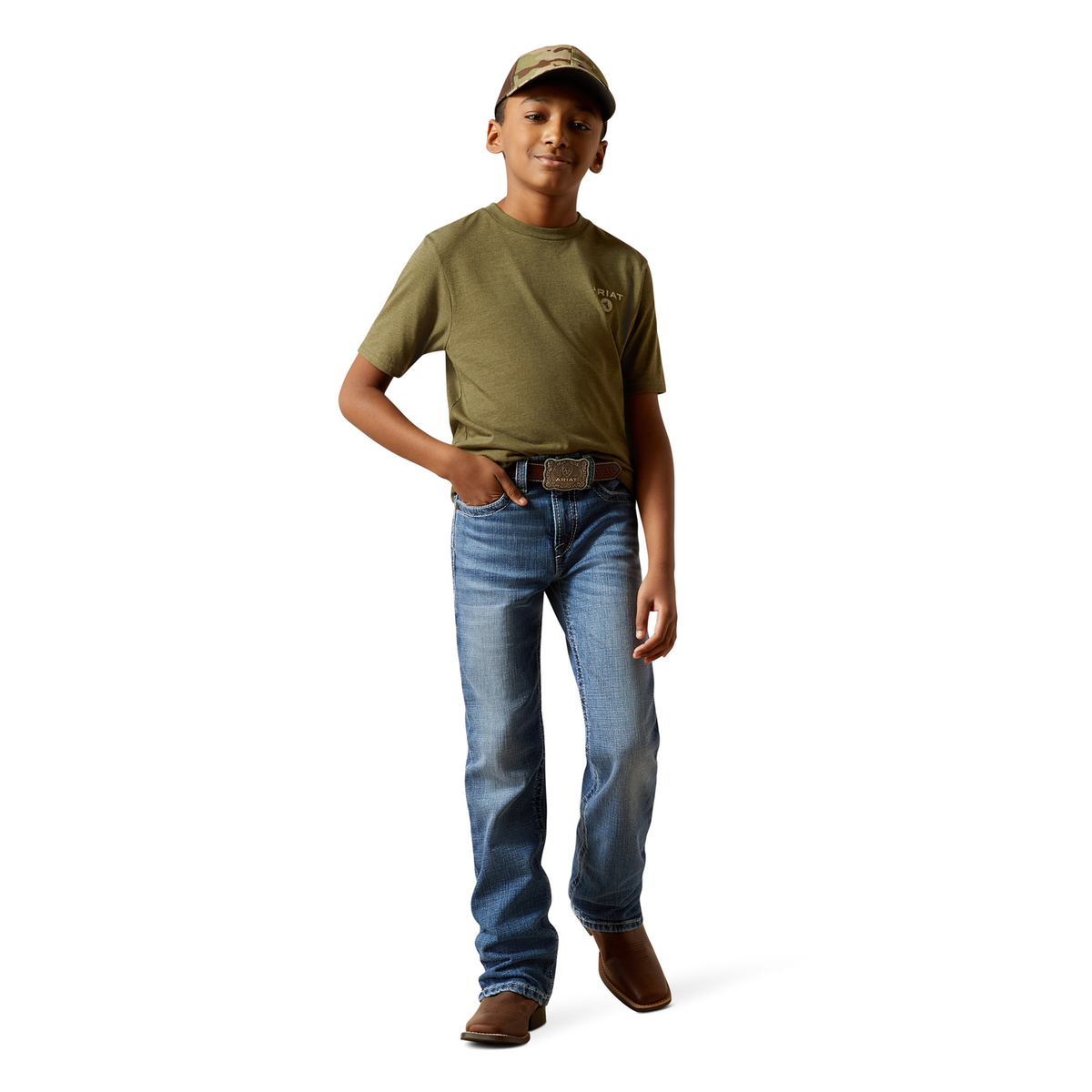 Ariat Boys Roped Diamond Tee - Military Heather