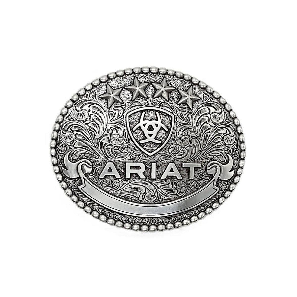 Ariat Buckle Oval Bead Edge - Antique Silver