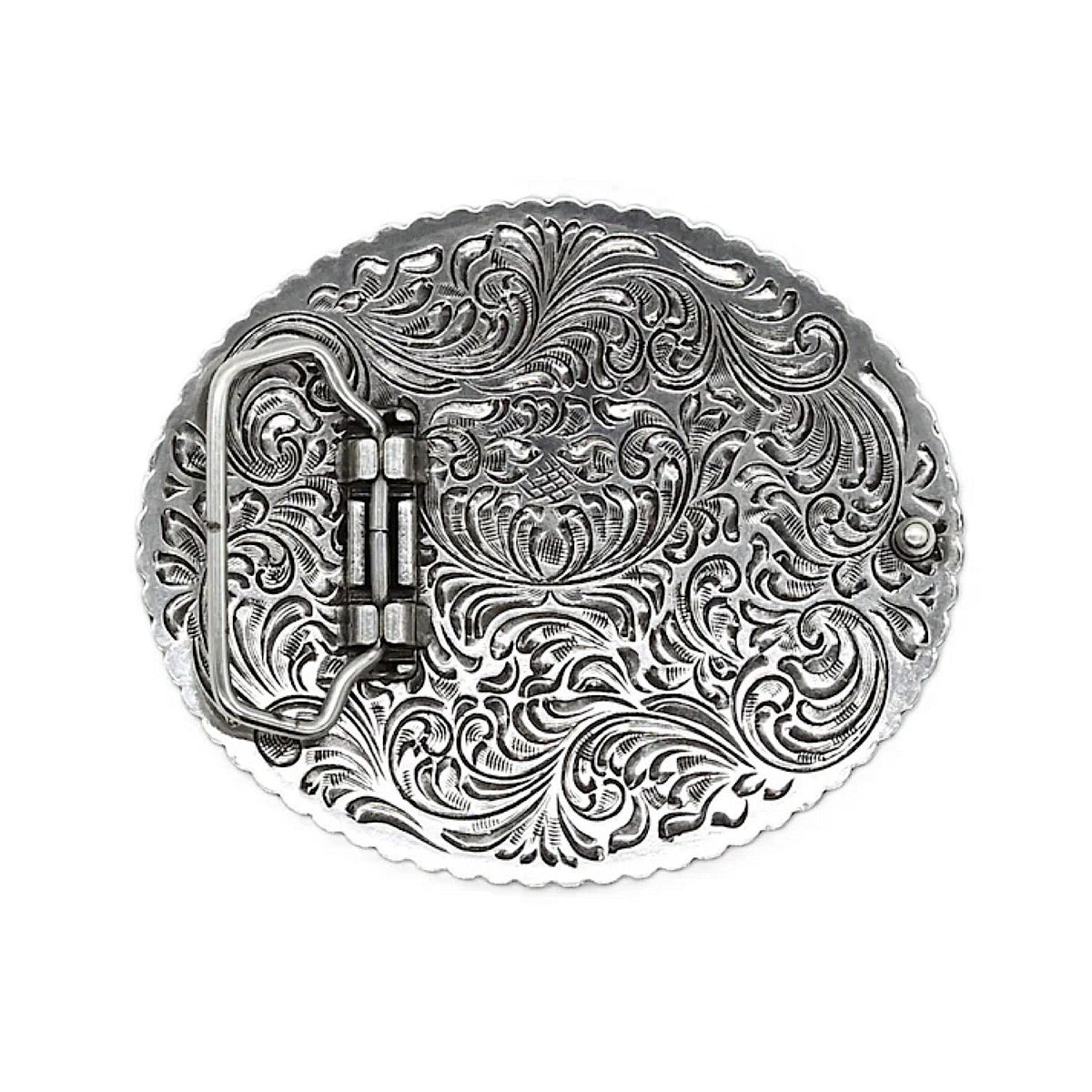 Ariat Buckle Oval Bead Edge - Antique Silver