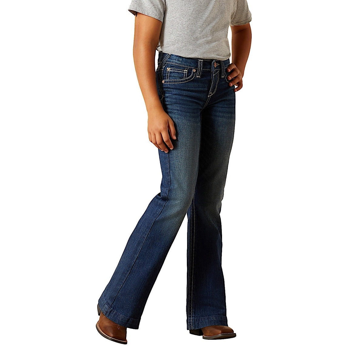 Ariat Girls Andrea Wide Trouser Jeans - Pacific