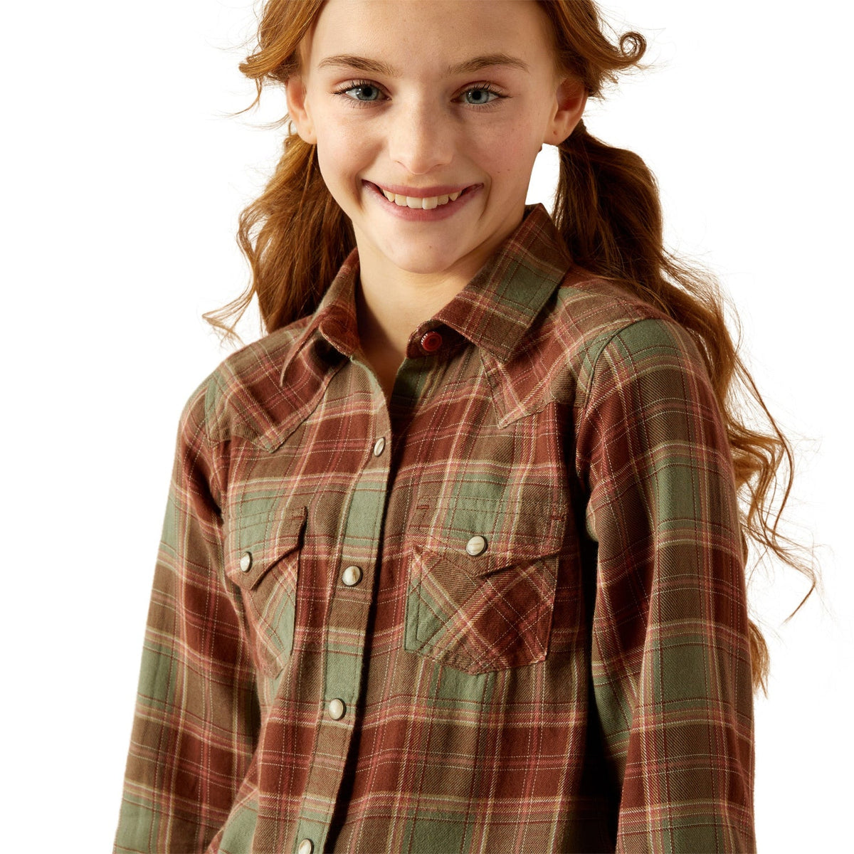 Ariat Girl’s Ava Plaid Shirt - Oakwood Plaid