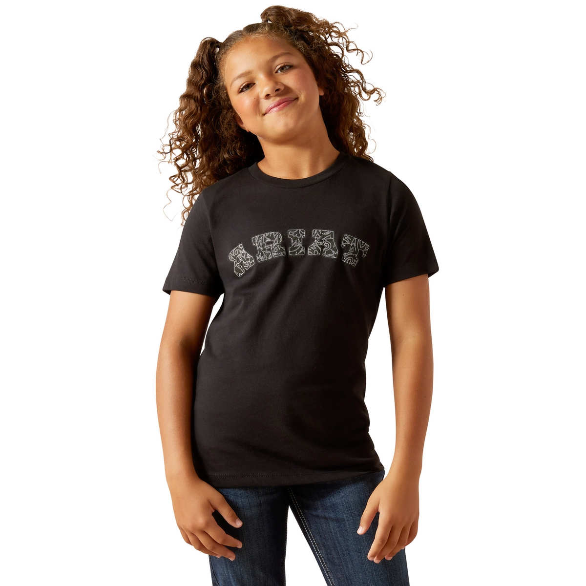 Ariat Girls Boot Stitch Logo Tee - Black