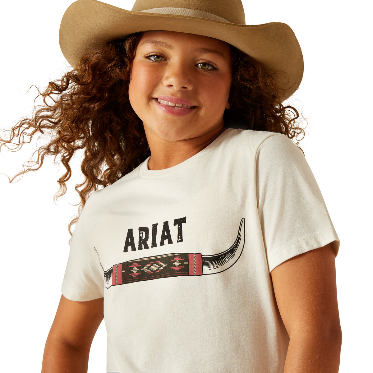 Ariat Girls Bull Horns Tee - Natural