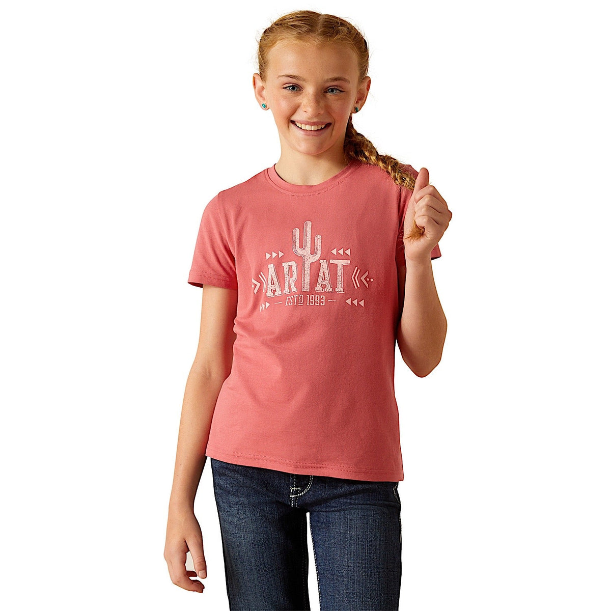 Ariat Girl’s Cowgirl Cactus T-Shirt - Slate Rose