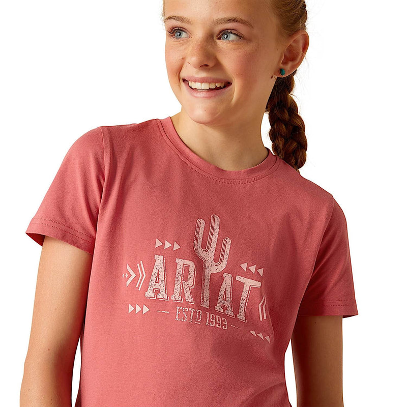 Ariat Girl’s Cowgirl Cactus T-Shirt - Slate Rose