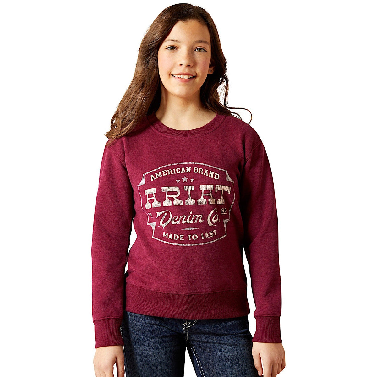 Ariat Girl’s Emblem Sweatshirt - Beaujolais Heather