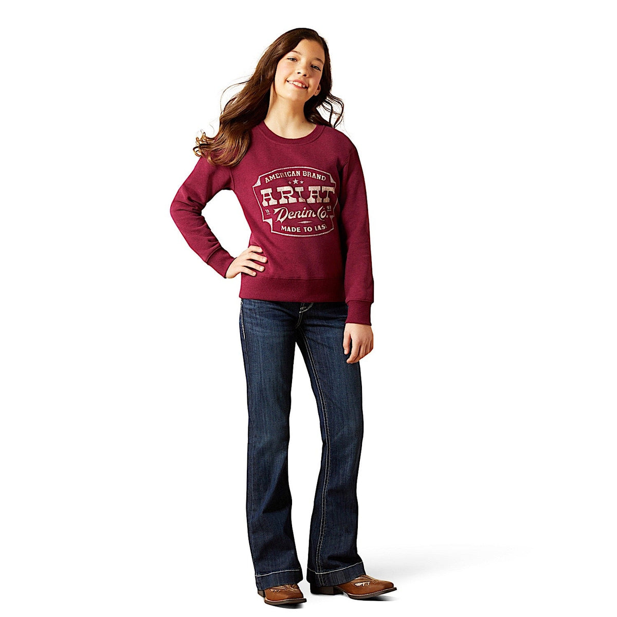 Ariat Girl’s Emblem Sweatshirt - Beaujolais Heather