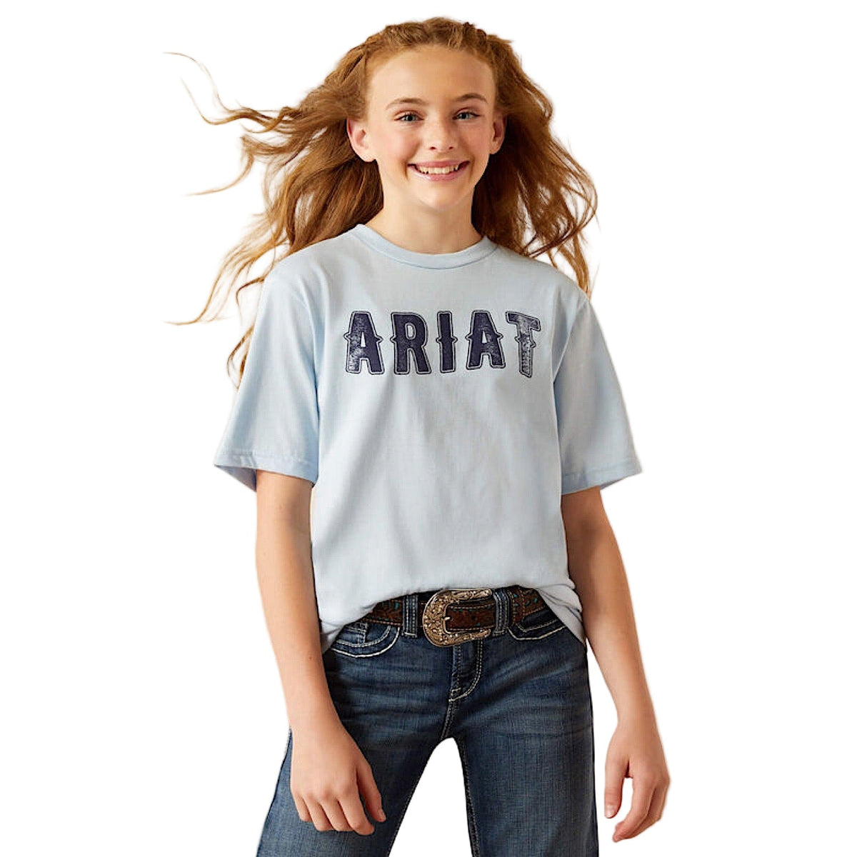 Ariat Girls Fancy Type T-Shirt - Sky Blue