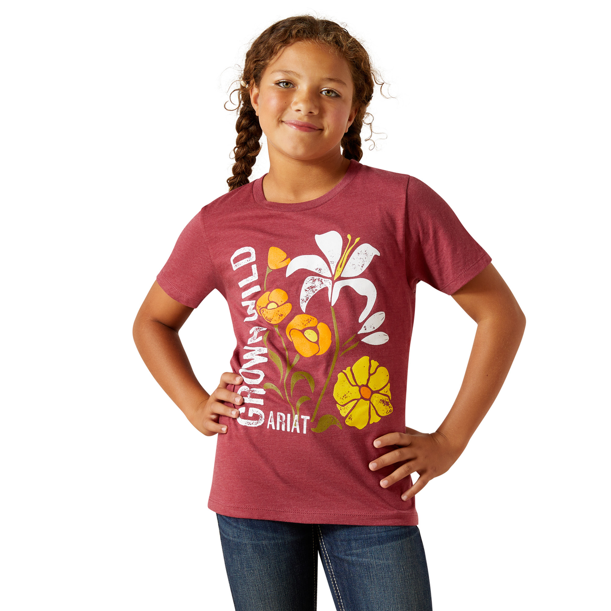 Ariat Girls Grown Wild Tee - Cardinal