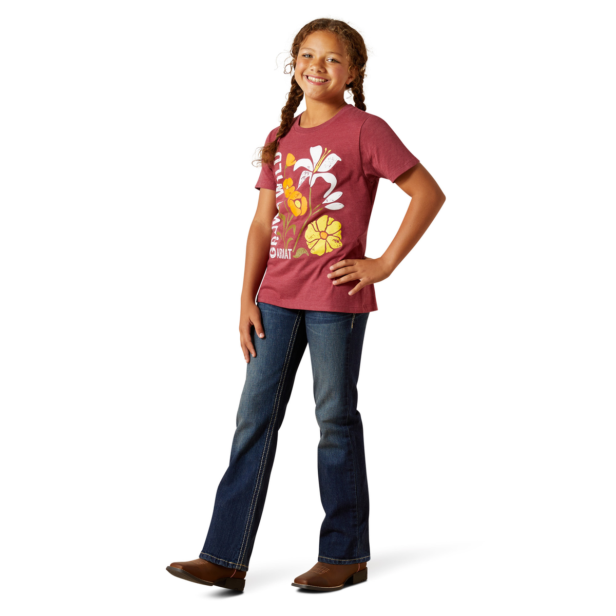 Ariat Girls Grown Wild Tee - Cardinal