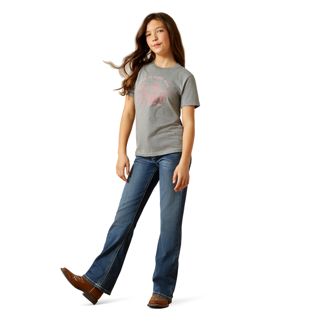 Ariat Girl’s Heels Down T-Shirt - Ice Berg