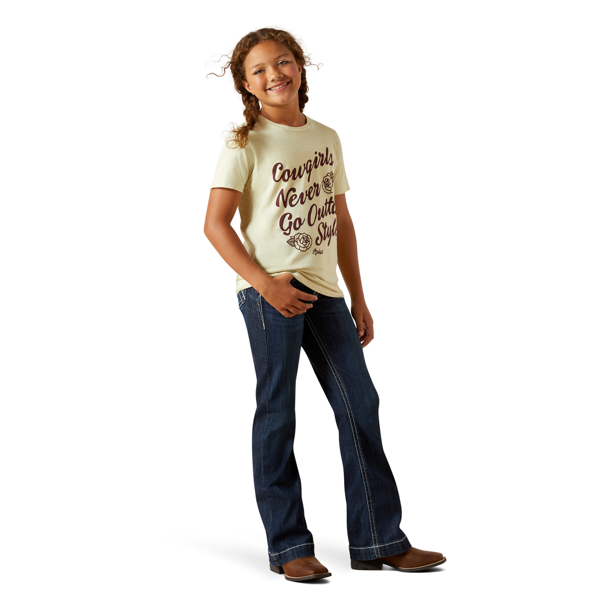Ariat Girls Never Outta Style Tee - Wheat