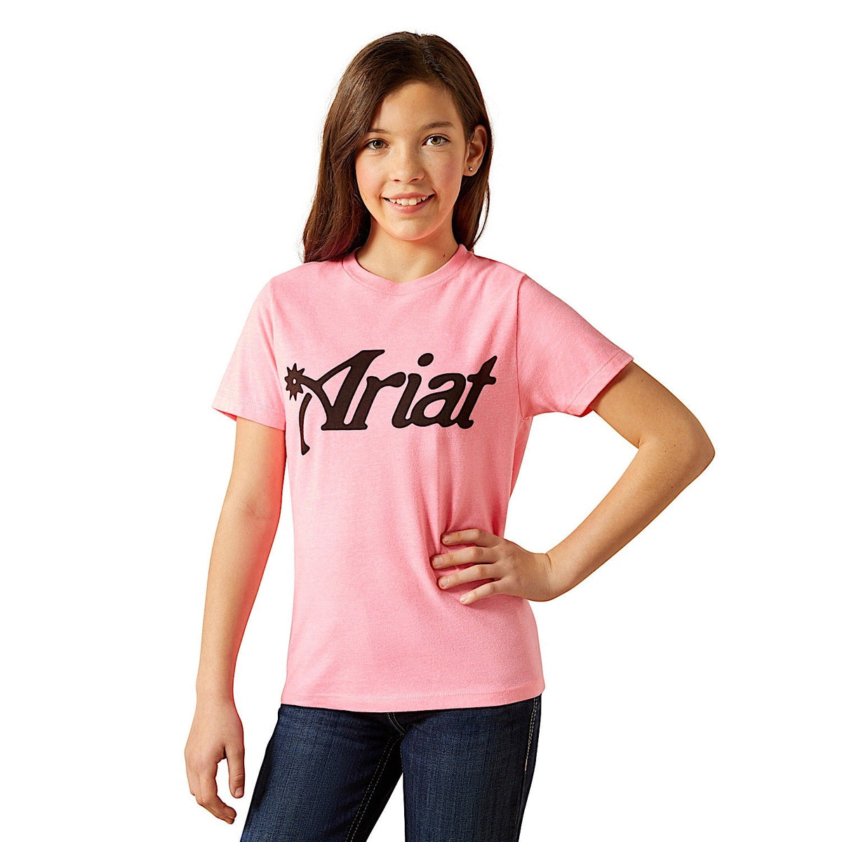 Ariat Girl’s Spur Script T-Shirt - Neon Pink
