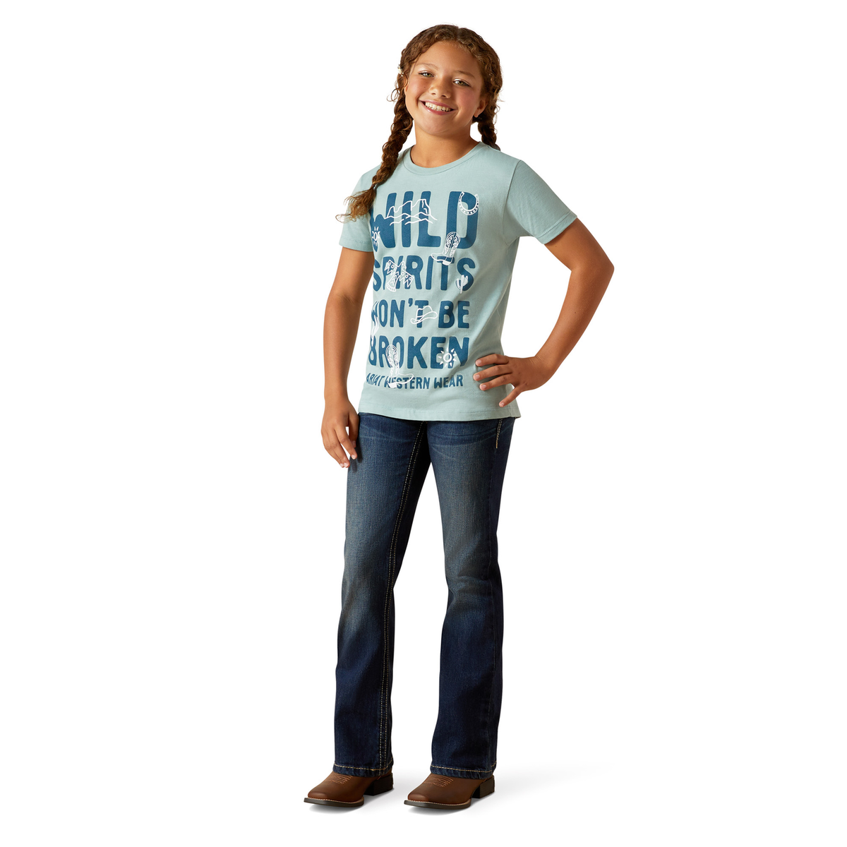 Ariat Girls Wild Spirits Tee - Rivergreen