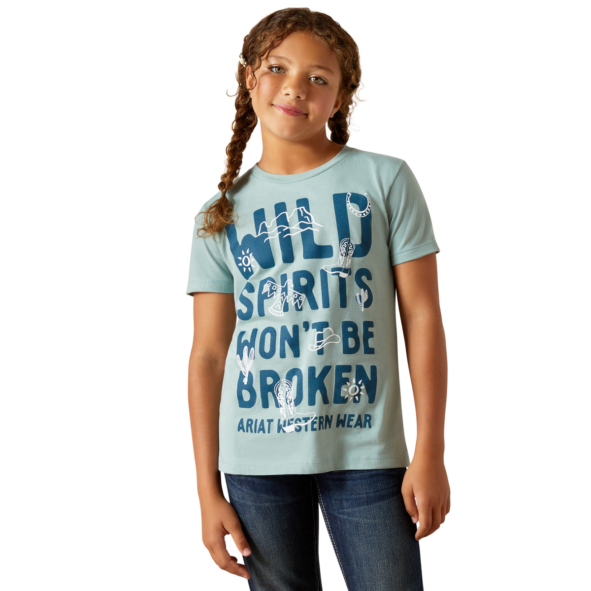 Ariat Girls Wild Spirits Tee - Rivergreen