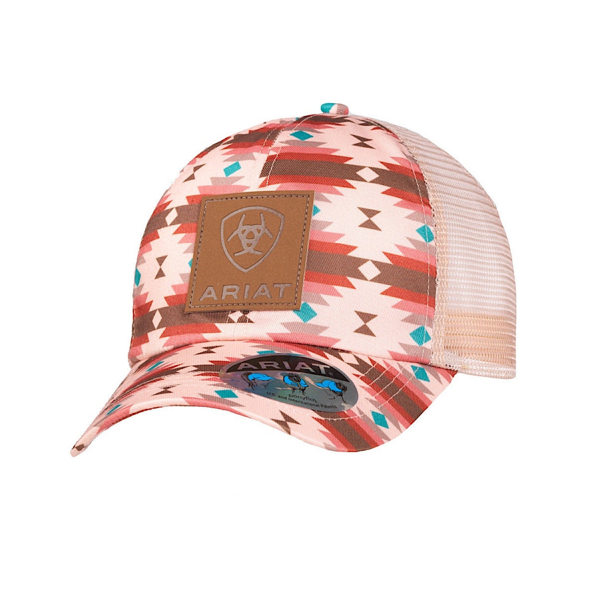 Ariat Kidâs Youth Cap Aztec Print Logo - Pink