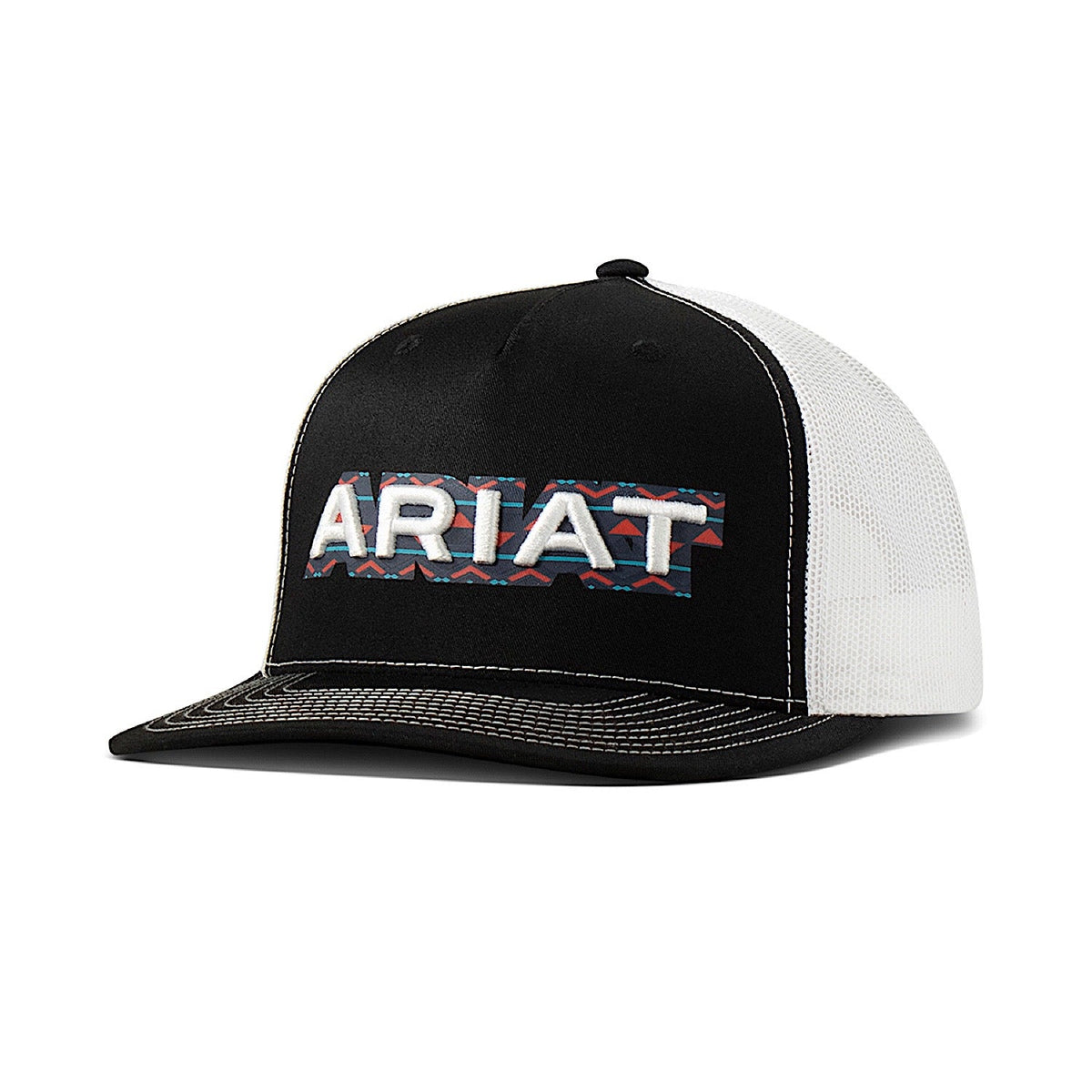 Ariat Mens 3D Embroidered Mesh Snap Back Cap - Black