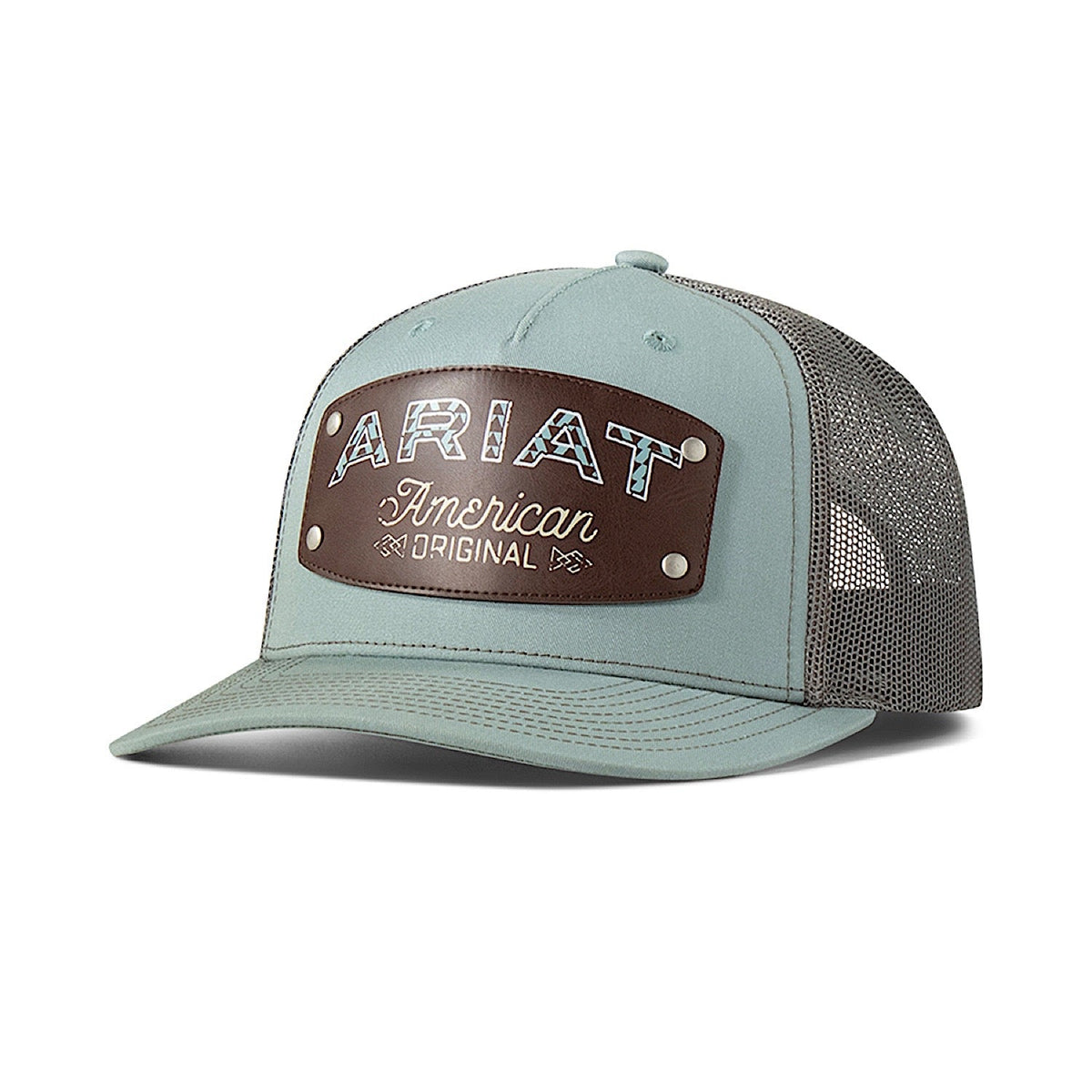 Ariat Mens American Original Patch Mesh Snap Cap - Blue Grey