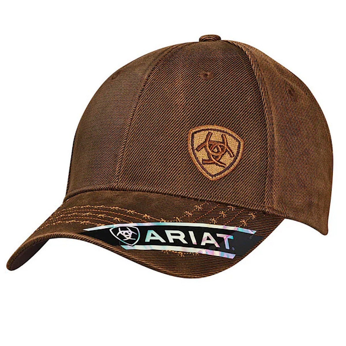 Ariat Mens B Fit Cap Barb Wire Stitch - Brown Oilskin
