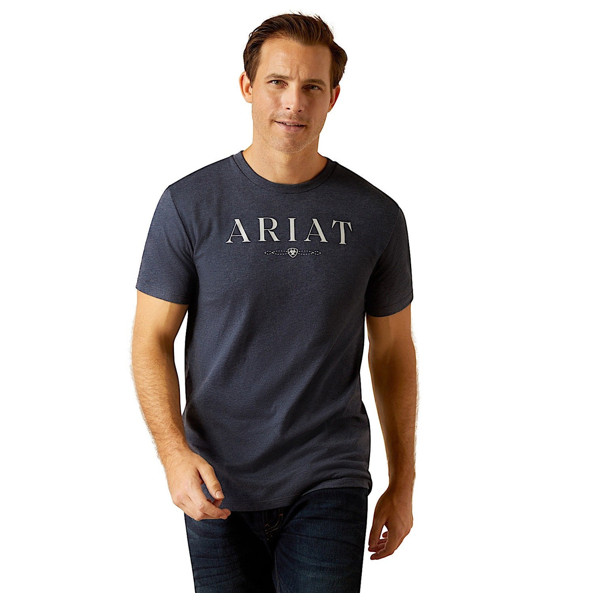 Ariat Men’s B&W Logo T-Shirt - Navy Heather