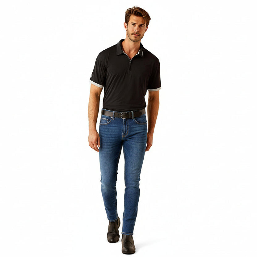 Ariat Mens Bandera Team 1/4 Zip Polo - Black Team