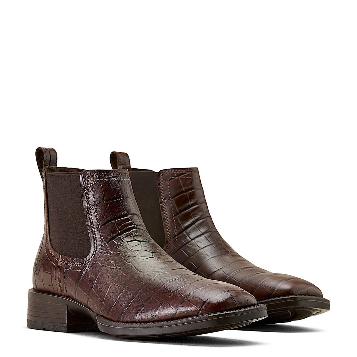 Ariat Mens Booker Chelsea Wide Square Toe Western Boot - Chocolate Croc Print