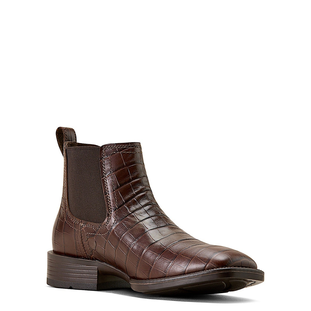 Ariat Mens Booker Chelsea Wide Square Toe Western Boot - Chocolate Croc Print