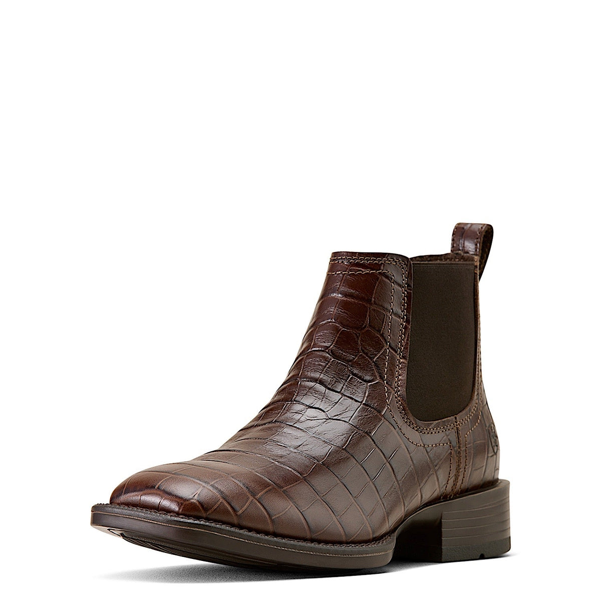 Ariat Mens Booker Chelsea Wide Square Toe Western Boot - Chocolate Croc Print