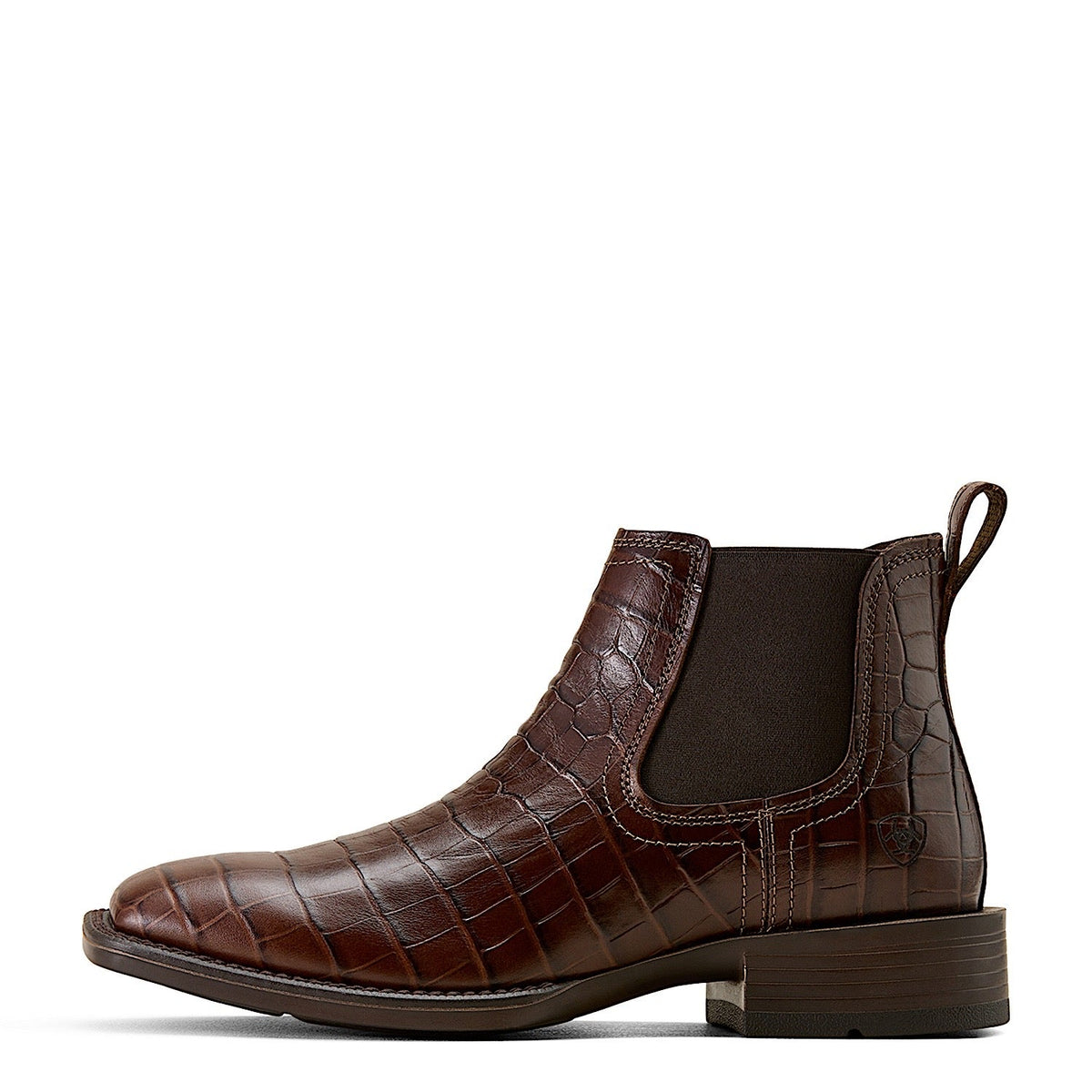 Ariat Mens Booker Chelsea Wide Square Toe Western Boot - Chocolate Croc Print