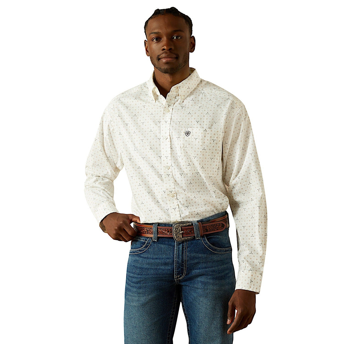 Ariat Mens Buster Classic Fit Shirt - White