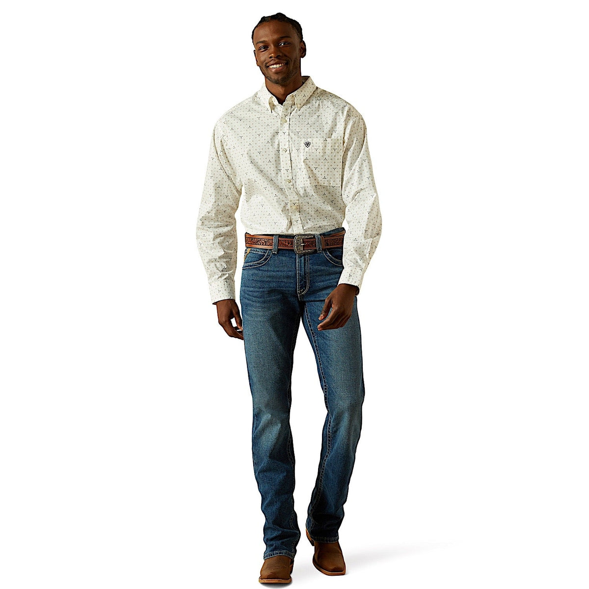 Ariat Mens Buster Classic Fit Shirt - White