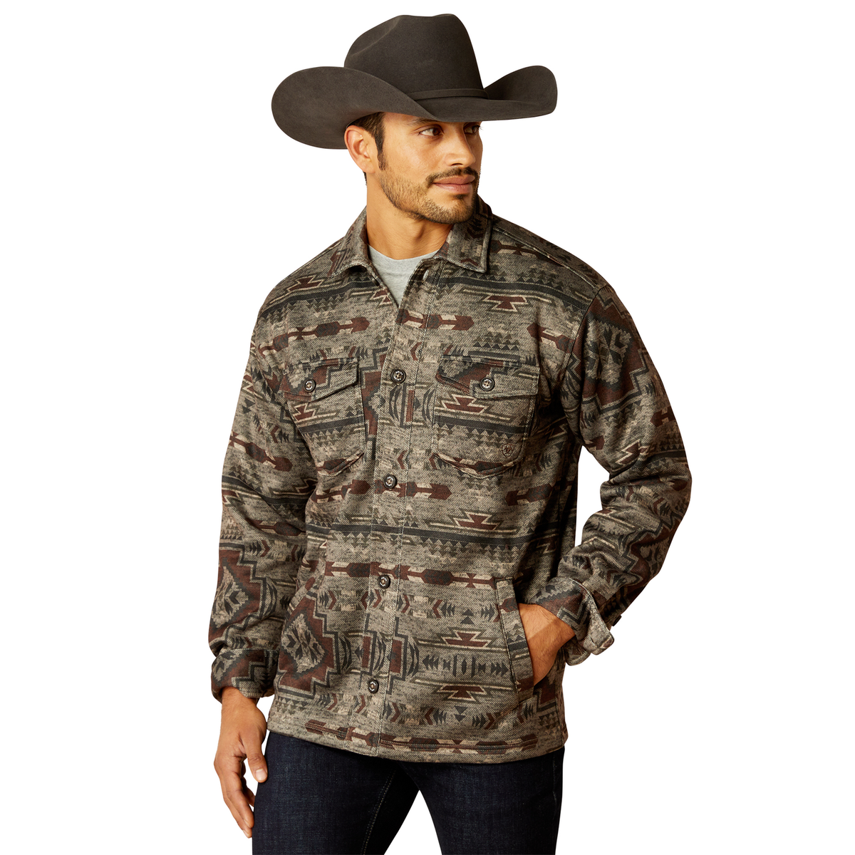 Ariat Men’s Caldwell Printed Shirt Jacket - Brindle